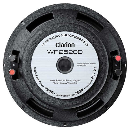 Clarion WF2520D 10" 1000W Max Dual 4-Ohm Voice Coil Shallow-Mount Car Subwoofer