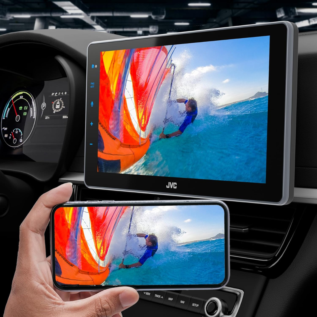 JVC KW-Z900W 1DIN 9" Digital Multimedia Receiver w/ Apple CarPlay & Android Auto