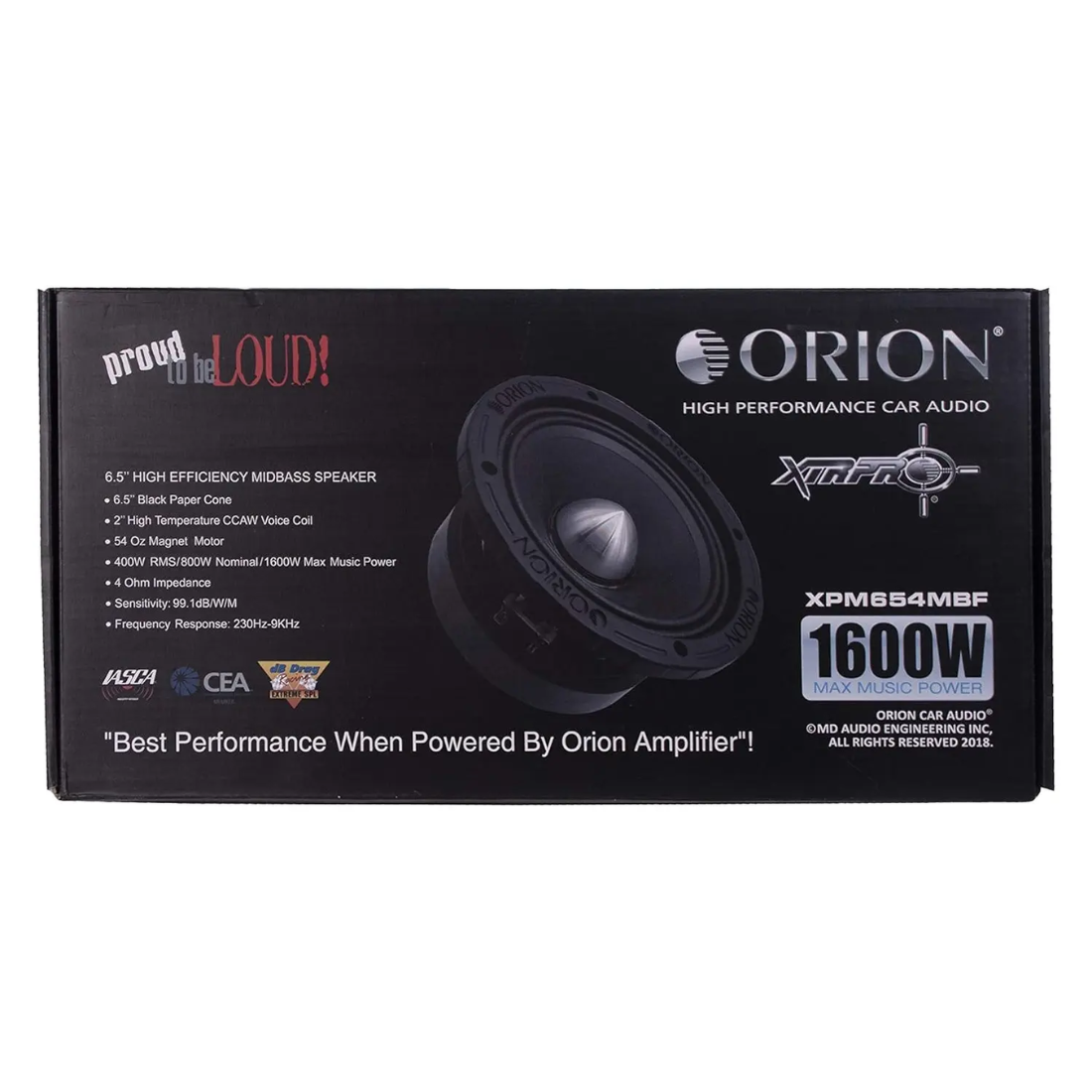 Orion XPM654MBF 6.5" 1600W Peak 4-Ohm 2" VC Car Midbass Loudspeakers (Pair)