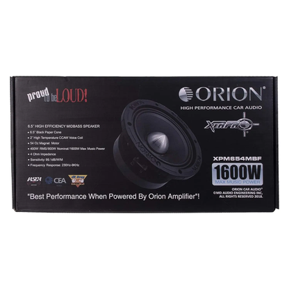Orion XPM654MBF 6.5" 1600W Peak 4-Ohm 2" VC Car Midbass Loudspeakers (Pair)
