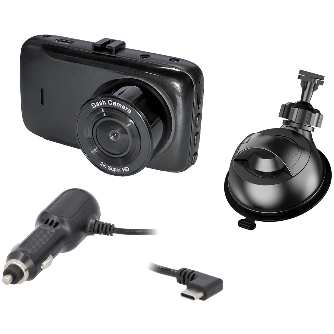 iBeam TE-DVR-30 Universal Window-Mount 2K DVR - Rear/Forward Facing 12V Outlet