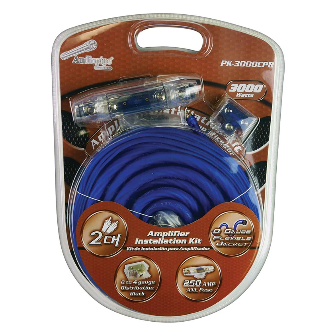 Audiopipe PK-3000CPR 0 Gauge 3000 Watts Car Audio Amplifier Installation Kit