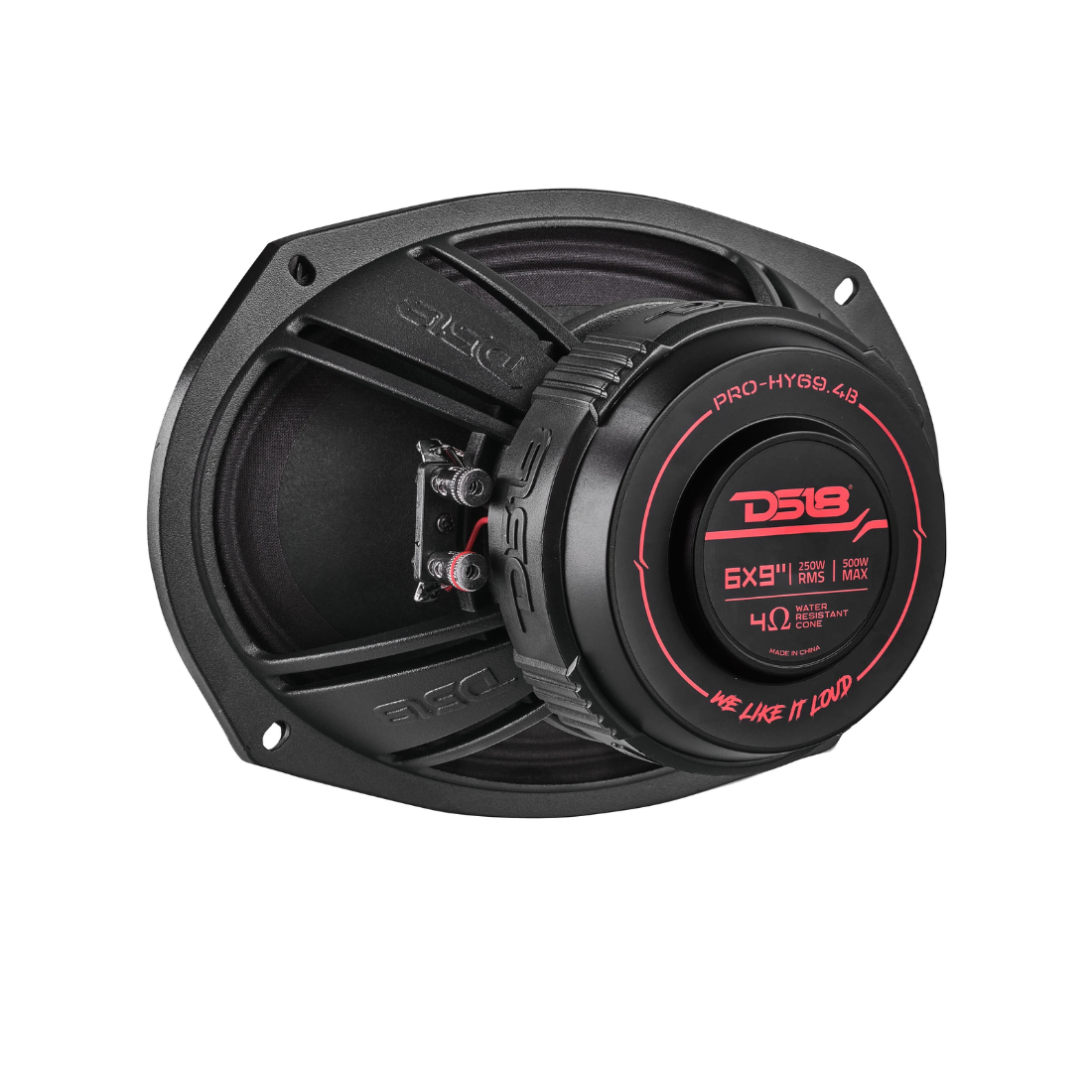 DS18 PRO-HY69.4B 6" x 9" 500W 4-Ohm Hybrid Mid-Range Speaker w/ Built-in Driver