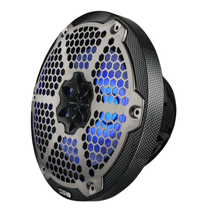 DS18 CF-8M 8" 2-Way 125W RMS 4-Ohm Marine Coaxial Speakers w/ RGB LED Lights