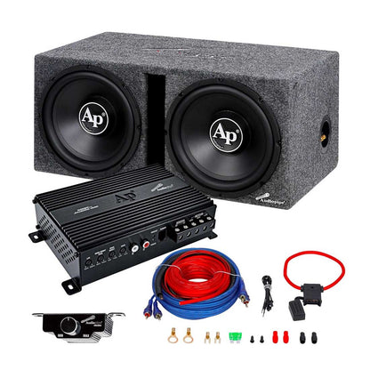 Audiopipe APSB-1250CLV Dual 12" Sub Enclosure w/ Amplifier & Wiring Kit Package