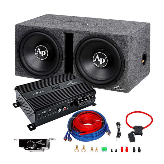 Audiopipe APSB-1250CLV Dual 12" Sub Enclosure w/ Amplifier & Wiring Kit Package