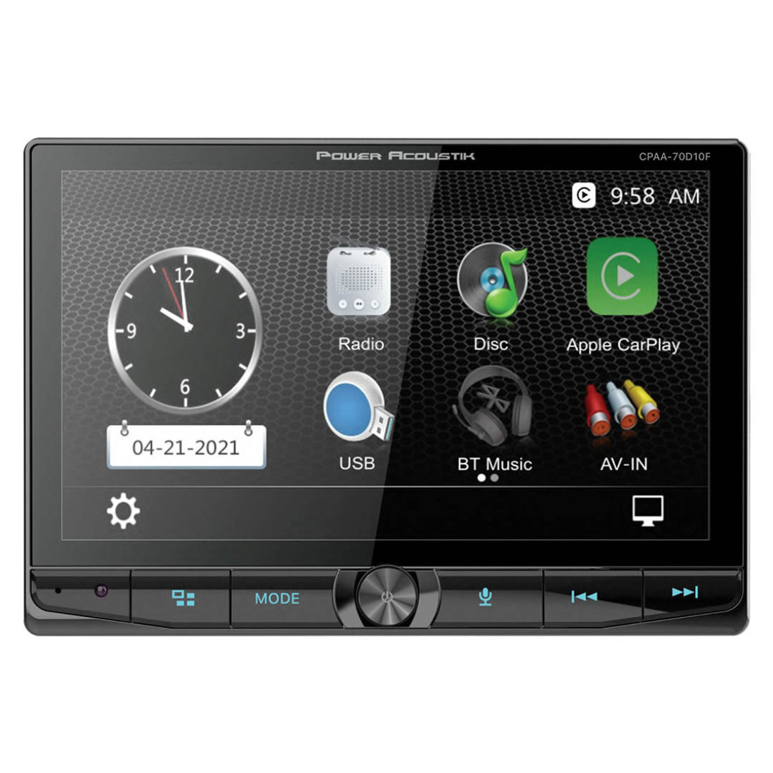 Power Acoustik CPAA-70D10F Floating 10.6" Touchscreen 2-DIN Multimedia Receiver