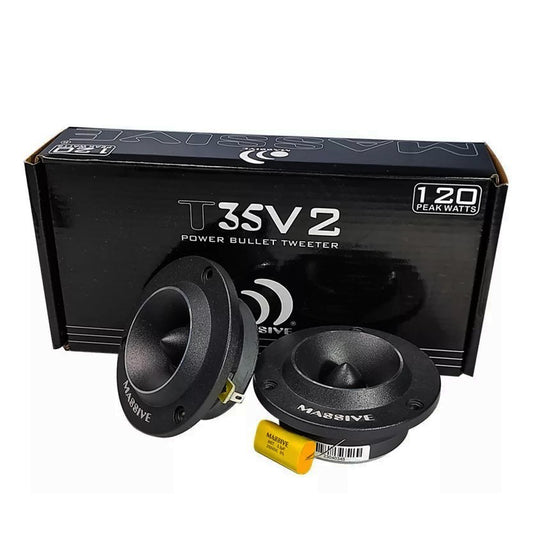 Massive Audio T35V2 25.5mm 120W Peak Power 4-Ohms Car Bullet Tweeters (Pair)