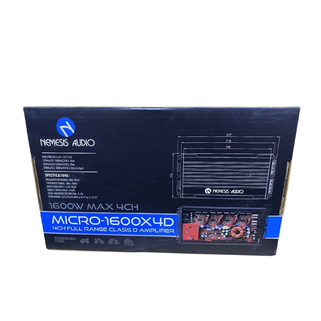 Nemesis Audio MICRO-1600X4D 4-Channel 1600W Max Class-D Full Range Amplifier