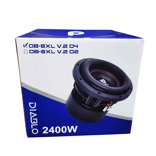 Diablo DB-8XL V.2 D4 8" 2400W Peak Dual 4-Ohm Voice Coil DVC Car Audio Subwoofer