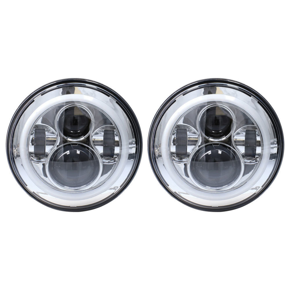 METRA JP-702S Headlights with Silver Face and Full Halo - 7 Inch, 9 LED