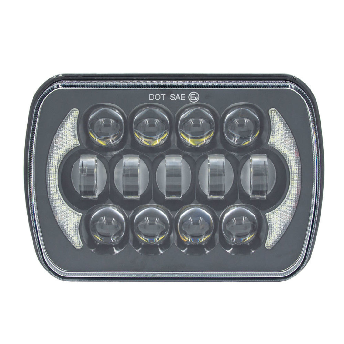 Heise HE-5X7B1 5" x 7" 85W Rectangular Black Front Face 17 LED Headlights