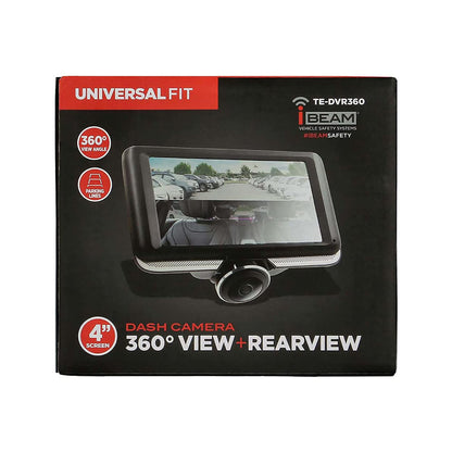 iBeam TE-DVR360 360° View Dash Cam w/ Rear-View Camera & 4" LCD Touchscreen