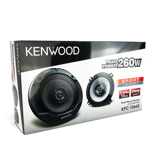 Kenwood KFC-1366S 500 W Max 2-Way 5.25" 4-Ohm Stereo Car Audio Coaxial Speakers