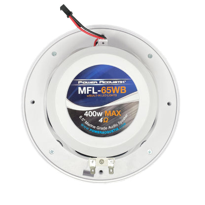 Power Acoustik MFL-65WB 6.5" Marine Coaxial Speakers w/ LED White & Black Grills