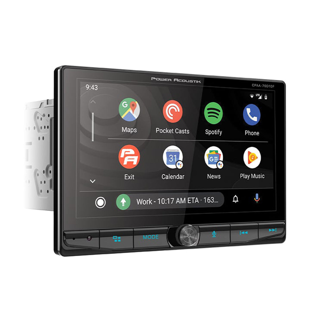 Power Acoustik CPAA-70D10M Car Multimedia Receiver w/ Floating 10.6" Touchscreen