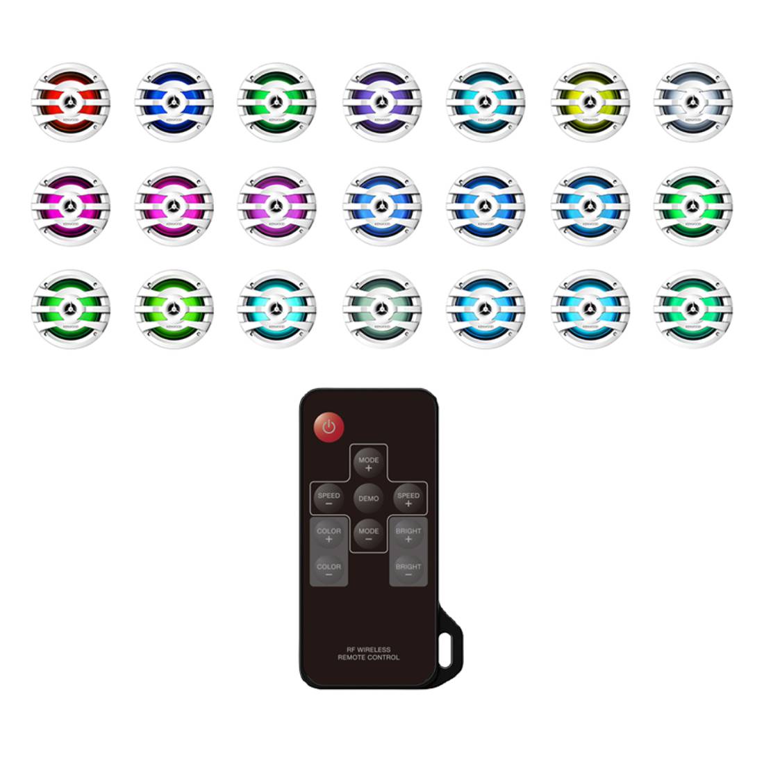 Kenwood KFC-1673MRWL 260 Watts Max 4 Ohms 6.5 Inch 2-Way RGB Lightning Marine Power Sports LED Speakers- White