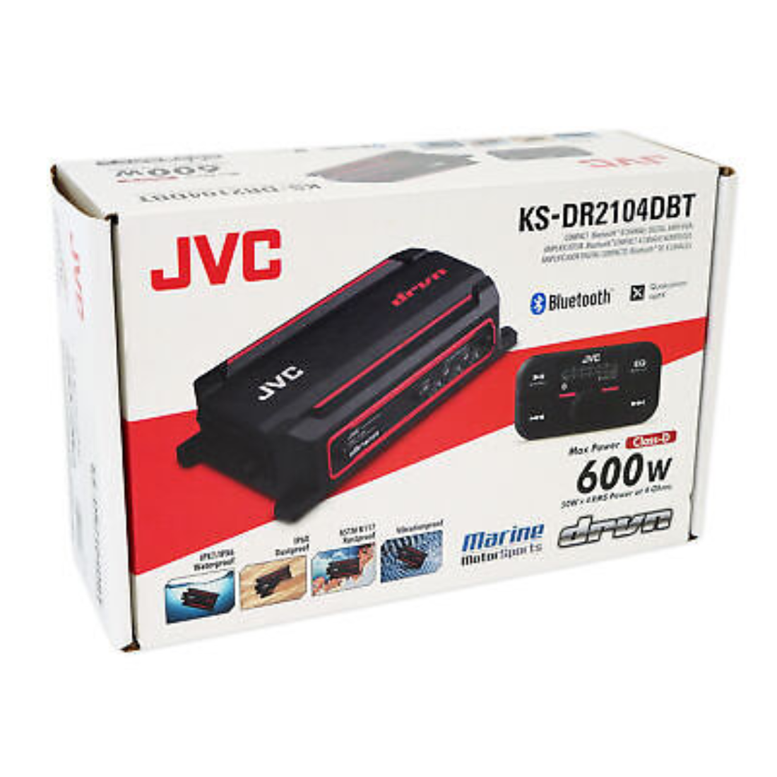 JVC KS-DR2104DBT 4-Channel 600W Class-D Digital Compact Amplifier w/ Bluetooth