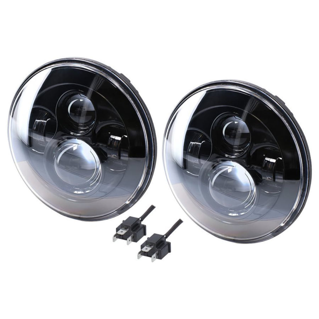 HEISE JP-701B Headlights with Black Face - 7 Inch, 9 LED