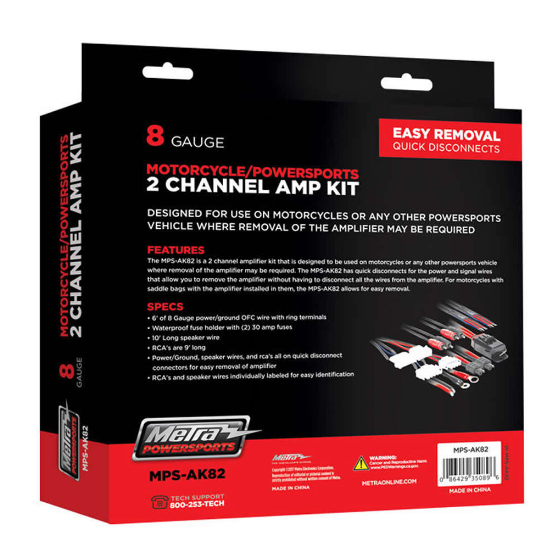 Metra MPS-AK82 8 Gauge 2-Channel Motorcycle & Powersports Amplifier Install Kit