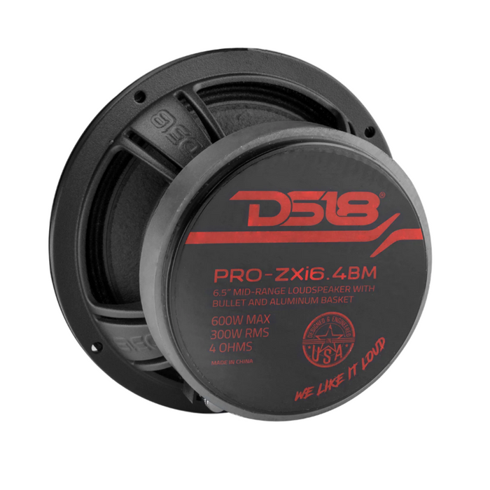 DS18 PRO-ZXI6.4BM 6.5" 600W Max 4-Ohms Car Audio Mid-Range Bullet Loudspeaker