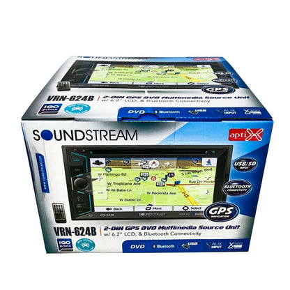 Soundstream VRN-624B 2-DIN DVD Bluetooth Navigation Receiver w/ 6.2" Touchscreen