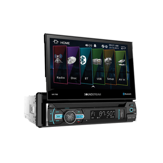 Soundstream VR-75B 1-DIN CD/DVD Bluetooth Receiver w/ 7" Motorized Touchscreen