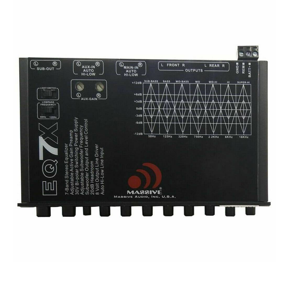 Massive Audio EQ7X 7-band In-dash Graphic Equalizer with 8V Line Driver