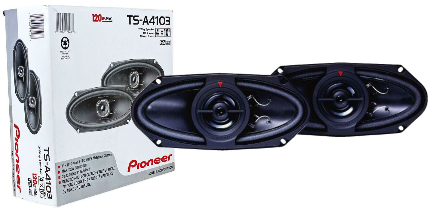 PIONEER TS-A4103 4"X10" 2 WAY 120 Watt SPEAKERS