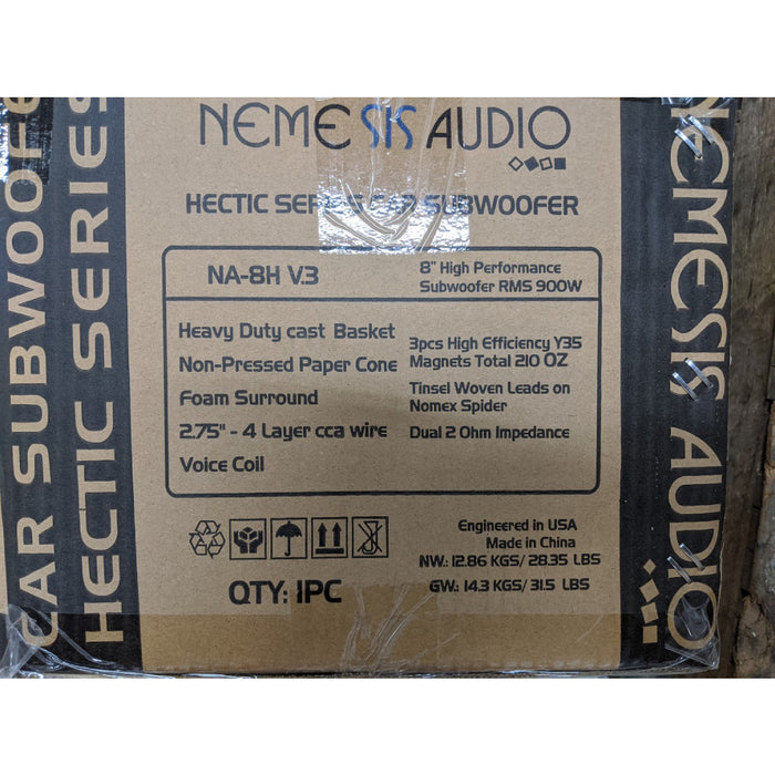 Nemesis Audio NA-8HV.3 8" 1800W Peak Dual 4-Ohm Voice Coil DVC Car Subwoofer