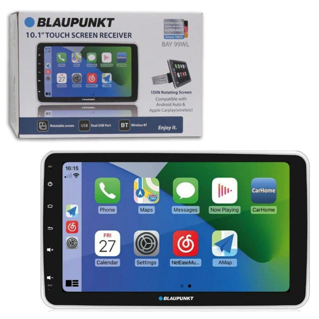 Blaupunkt BAY 99WL 1-DIN Bluetooth Digital Multimedia 10.1" Touchscreen Receiver
