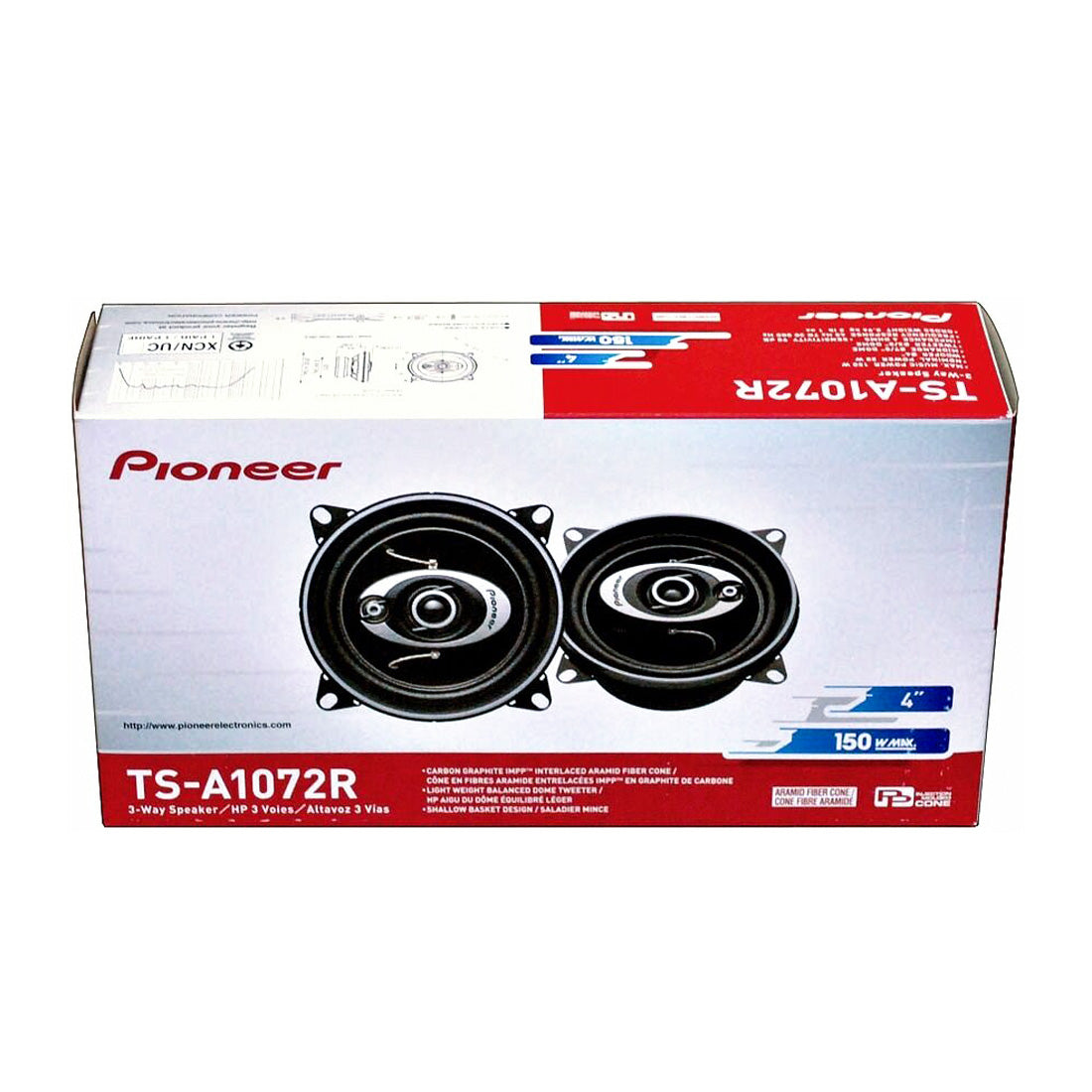 Pioneer TS-A1072R 300 W Max 4" 3-Way 4-Ohms Stereo Car Audio Speakers