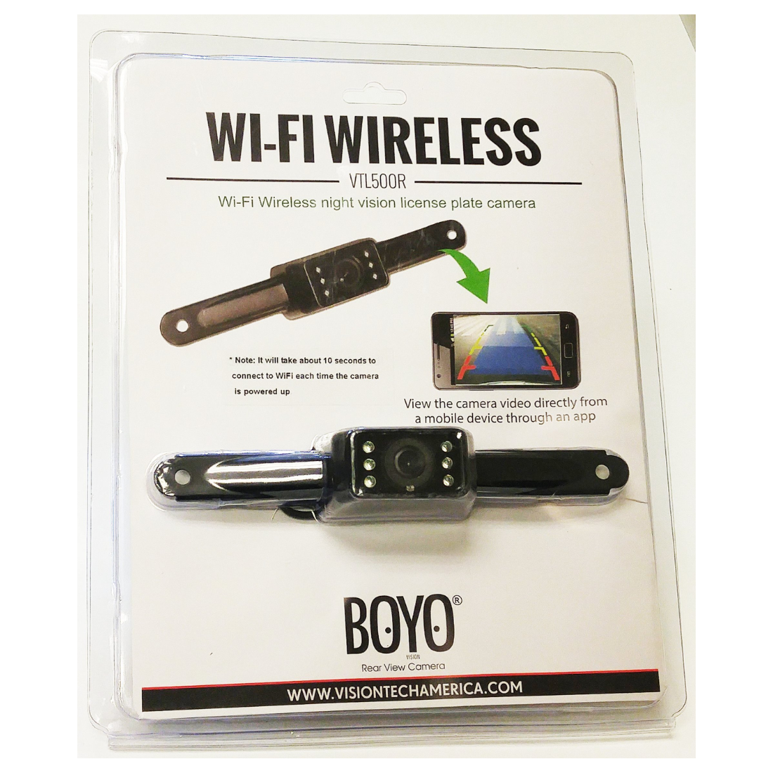 Boyo Vision VTL500R Wi-Fi Wireless License Plate Back-Up Camera w/ Night Vision