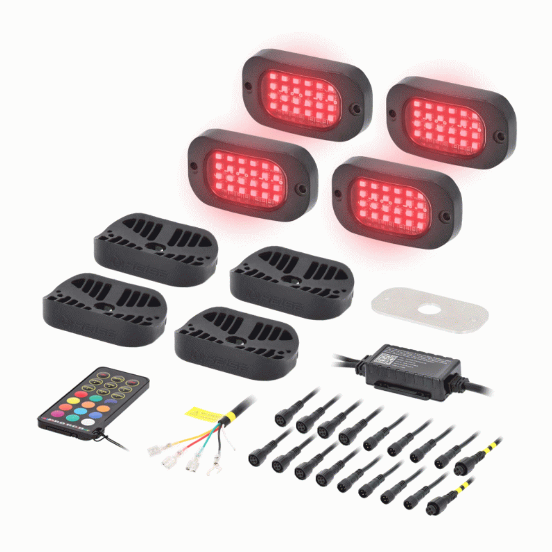 Heise HE-RGB-K4 Wide Angle RGB LED Rock Light with Controller - 4 Pack