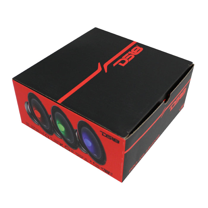 DS18 PRO-X6.4BMRGB 6.5" 500W Max 4-Ohm Car Mid-Range Speakers w/ RGB LED Lights