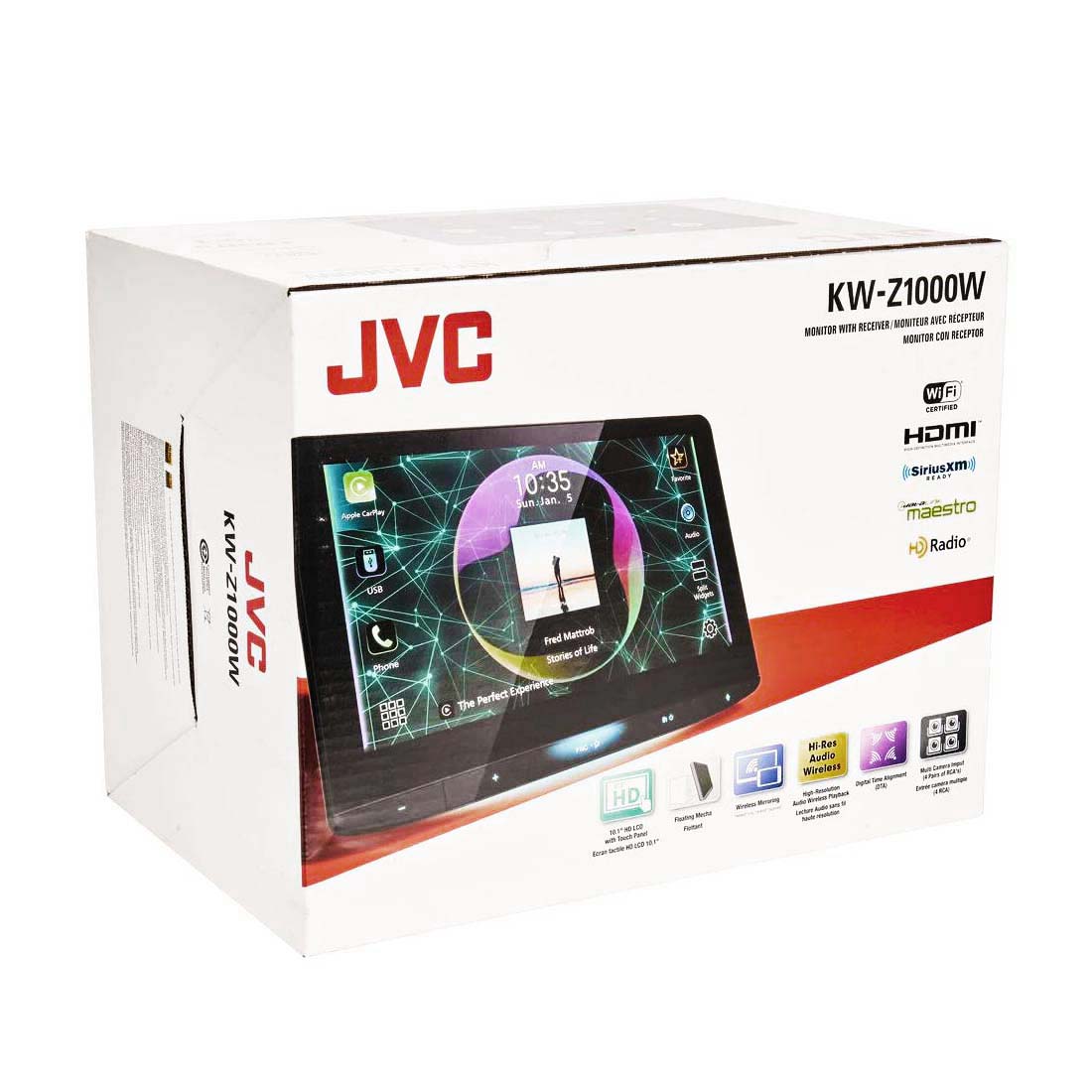 JVC KW-Z1000W 2-DIN 10.1" Floating Touchscreen Mechless Digital Media Receiver
