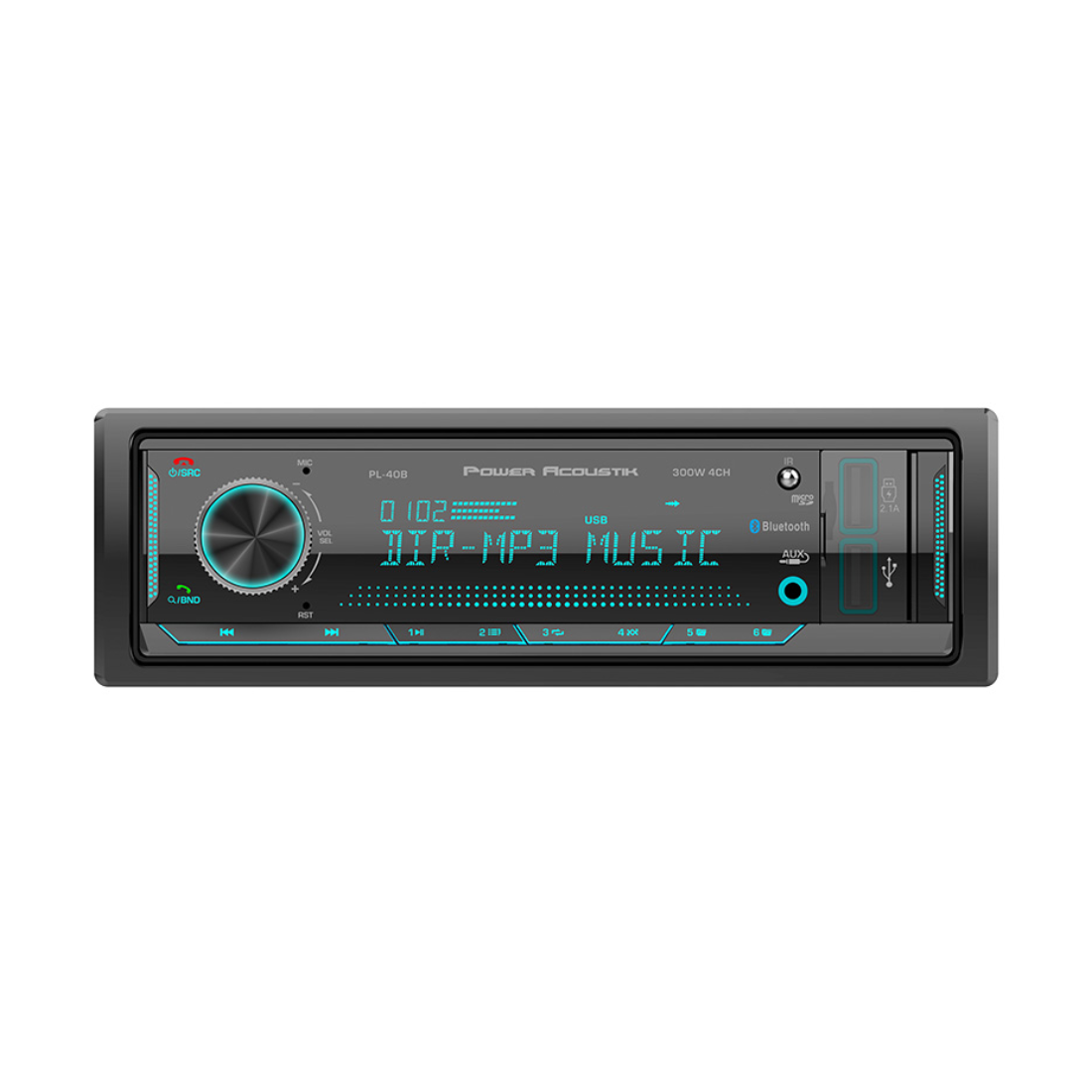 Power Acoustik PL-40B 1-DIN Bluetooth Digital Media Receiver w/ Dual USB Ports