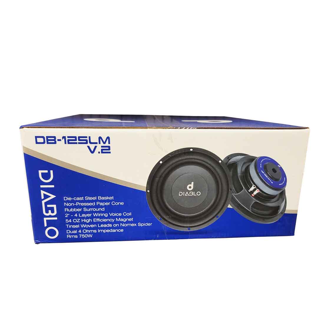 Diablo DB-12SLM V.2 D4 12" 1500W Max Dual 4-Ohm Voice Coil DVC Shallow Subwoofer