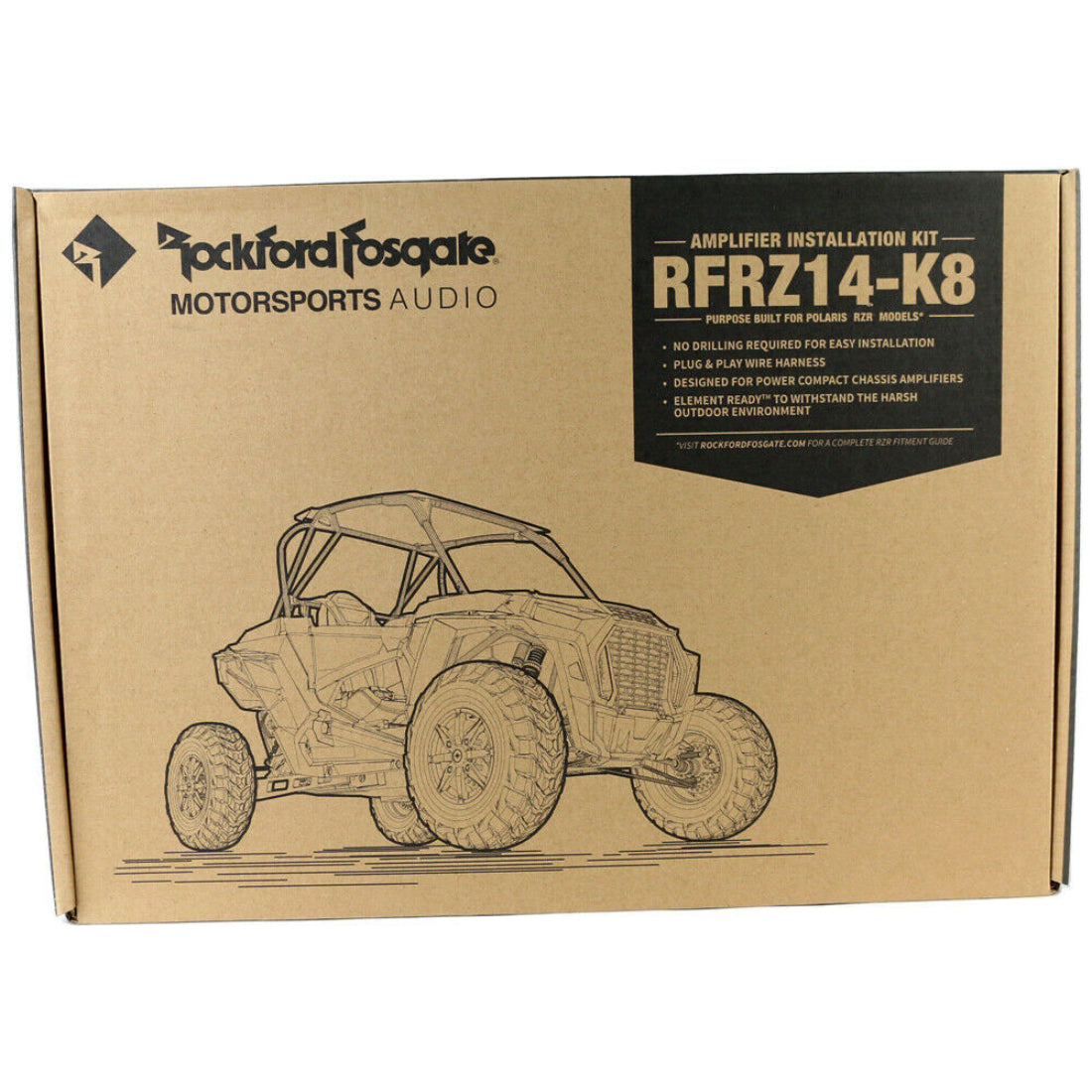 Rockford Fosgate RFRZ14-K8 8 AWG Amp Kit & Mounting Plate for Select Polaris RZR