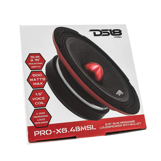 DS18 PRO-X6.4BMSL 500 W Max 6.5" 4-Ohms Car Audio Slim Midrange Bullet Speaker
